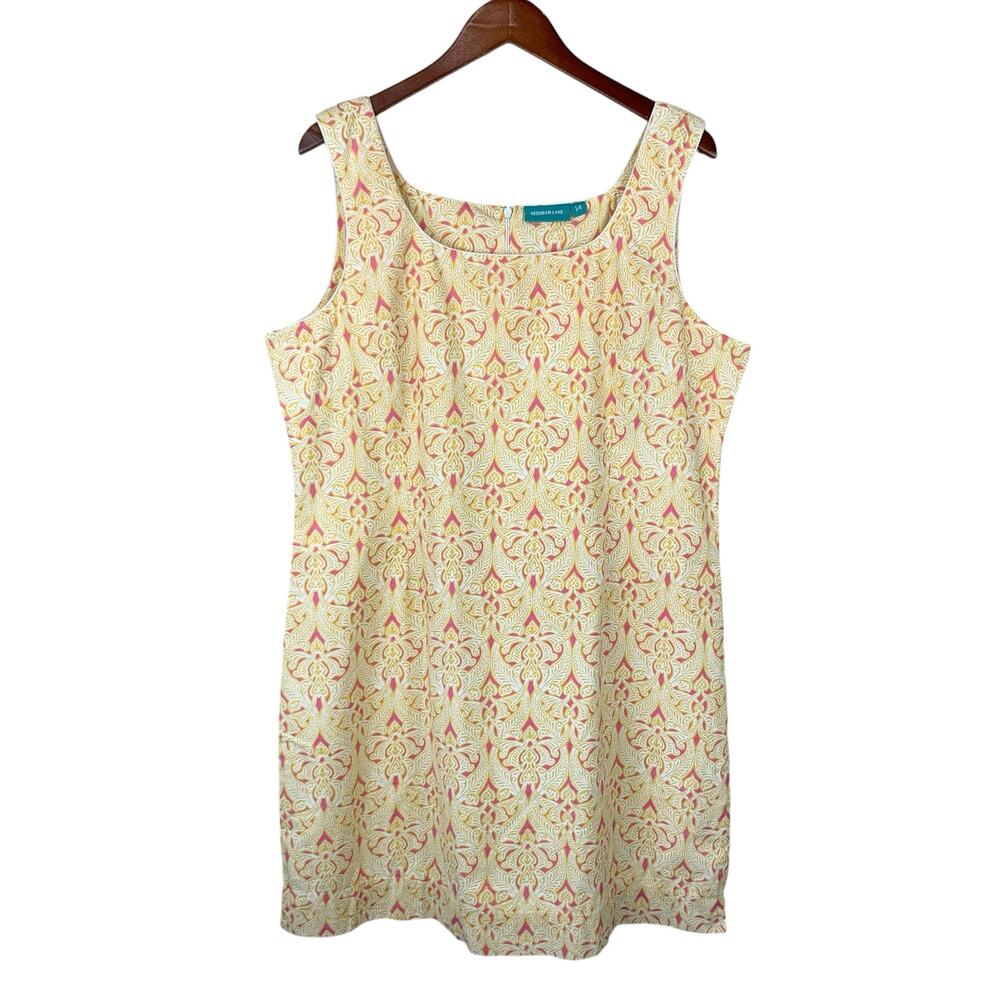 Needham Lane Sheath Dress Sleeveless Yellow Pink Cotton Wedding Women's 14